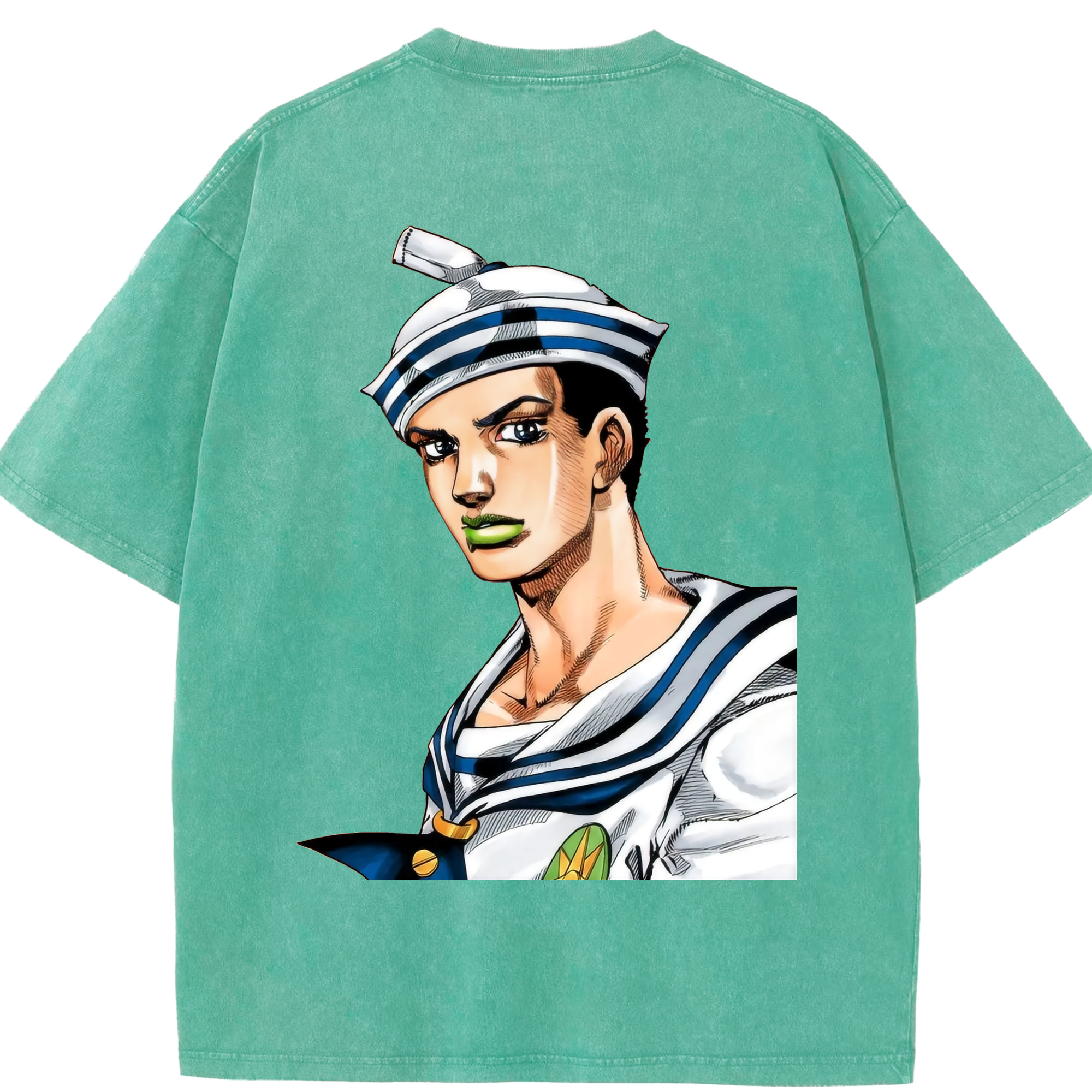 （画像用） ジョジョの奇妙な冒険 東方定助 JoJo's Bizarre Adventure Higashikata Josuke 綿100% ヴィンテージ風 半袖Tシャツ（背面プリント）